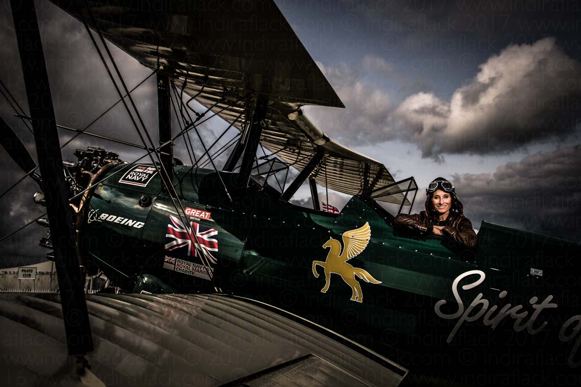 Boeing Stearman Goodwood Revival Freddie March Spirit of Aviation portrait by Indira Flack Photography