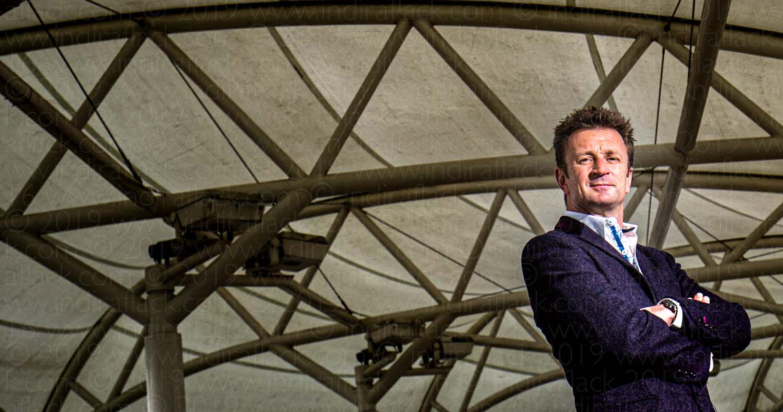 Allan McNish portrait by Indira Flack for the Great British Racing Drivers Exhibition