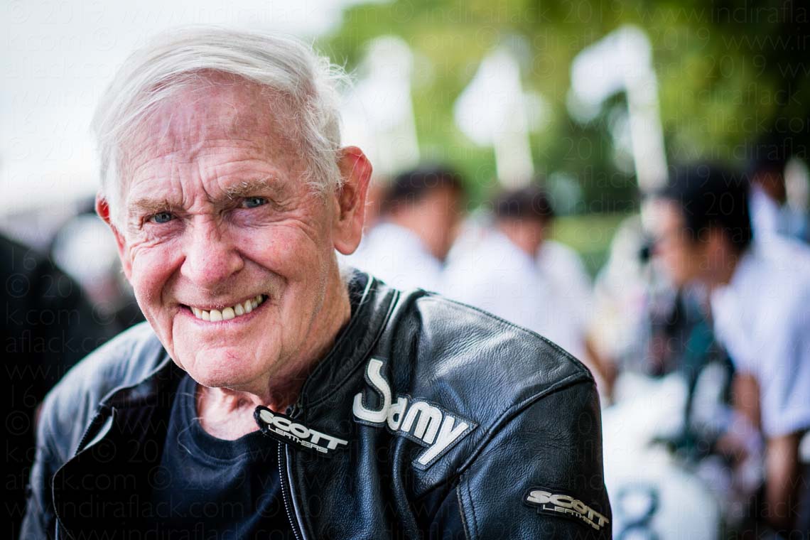 Sammy Miller MBE - Motorcycle Legend portrait by Indira Flack Photography at Goodwood Festival of Speed