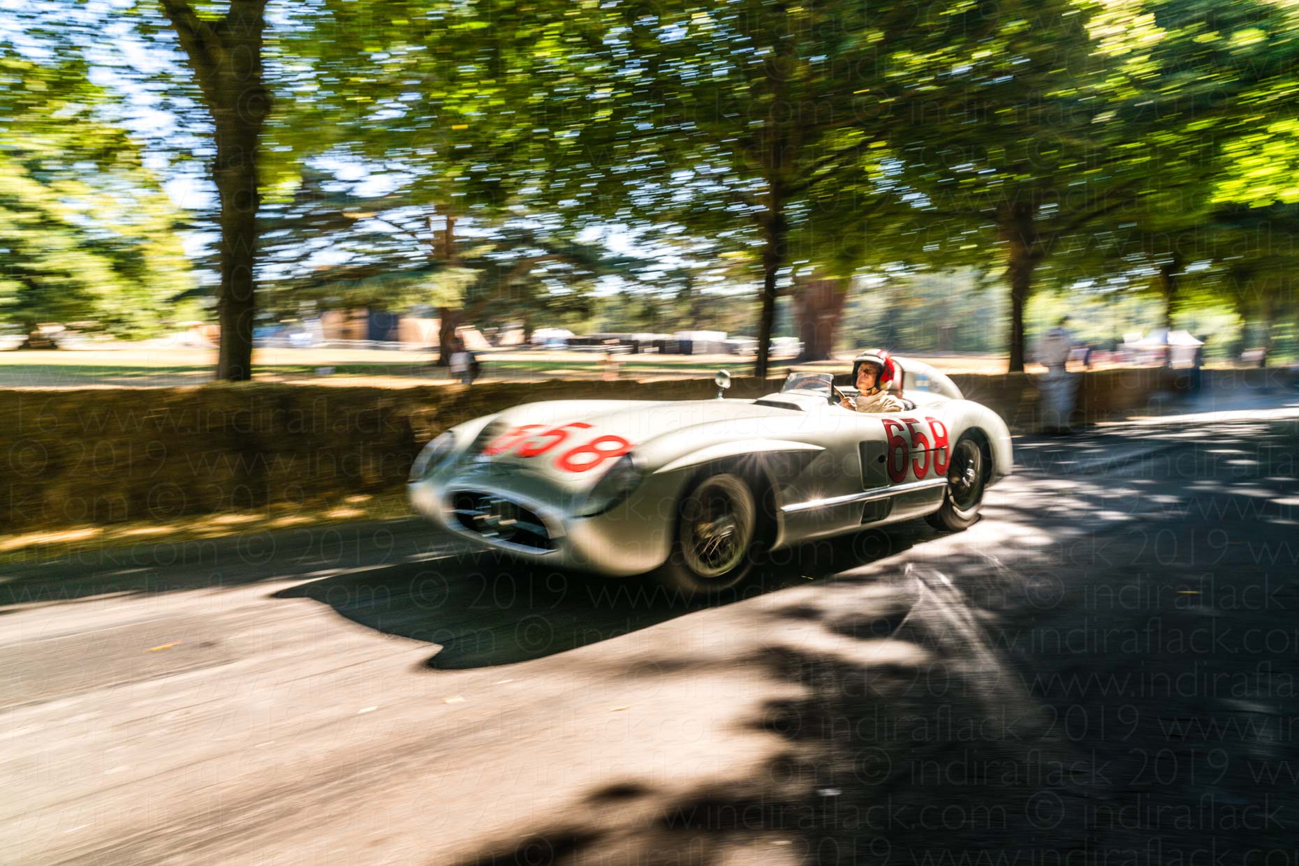 Mercedes-Benz 300SLR driven by Giacomo Agostini at Goodwood Festival of Speed captured by Indira Flack Photography 